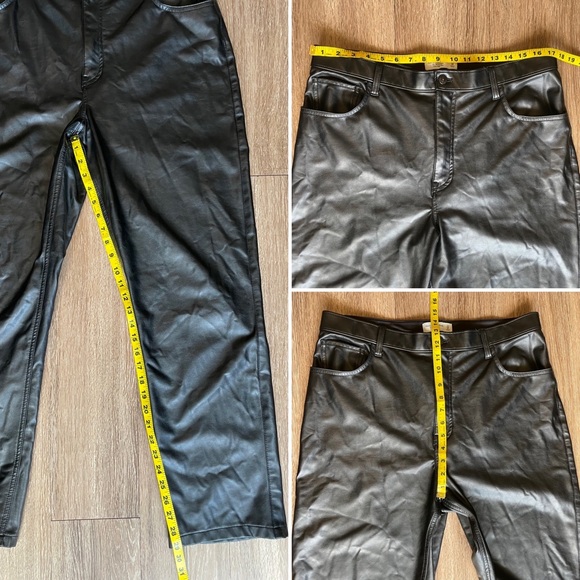 Abercrombie & Fitch The 90s Straight Ultra High Rise Black Faux Leather Pants 16 - Picture 15 of 16